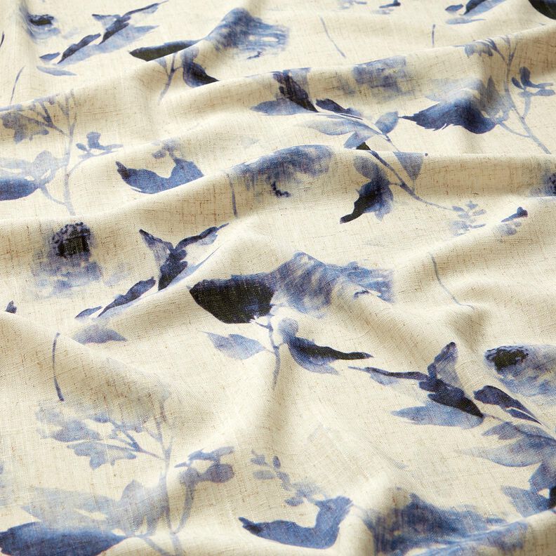 misto lino viscosa Rose acquerellate – naturale/blu marino,  image number 2