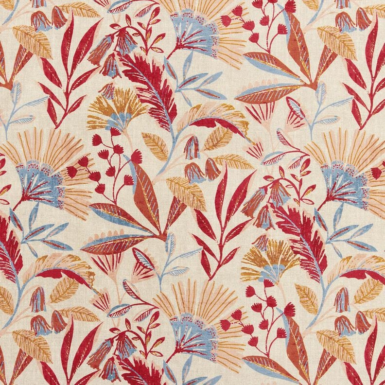tessuto arredo mezzo panama Flora – naturale/bacca, image number 1