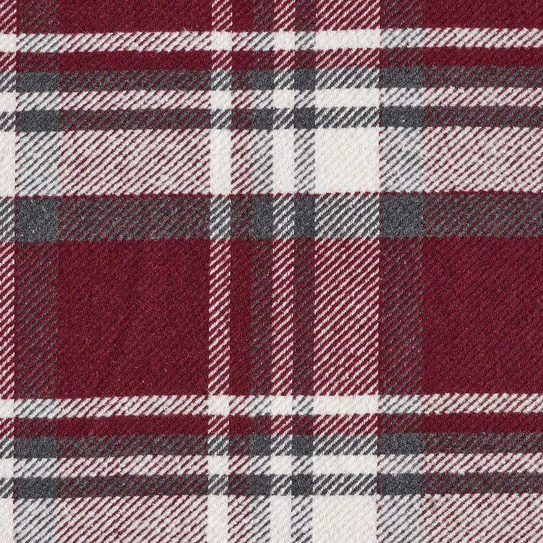 Tessuto per cappotto con retro in pelliccia quadrettato – rosso Bordeaux/grigio ardesia,  image number 1