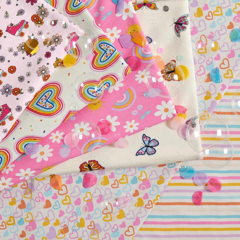 jersey di cotone Cuori variopinti – bianco lana,  image number 5