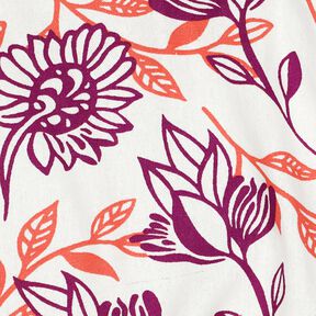misto lino viscosa Fiori | Poppy Fabrics – avorio/uva, 