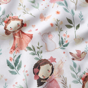 popeline di cotone Fate dei fiori stampa digitale &ndash; avorio, 