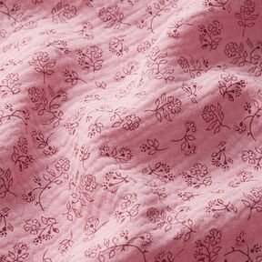 mussolina / tessuto doppio increspato piccoli tralci di fiori – rosa, 