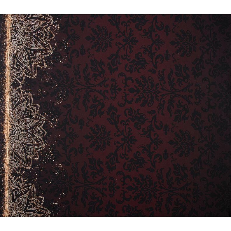 jersey di cotonetessuto con bordura Mandala con macchie dorate | Glitzerpüppi – marrone nerastro/oro,  image number 5