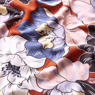jersey di viscosa, grandi fiori – terracotta, 