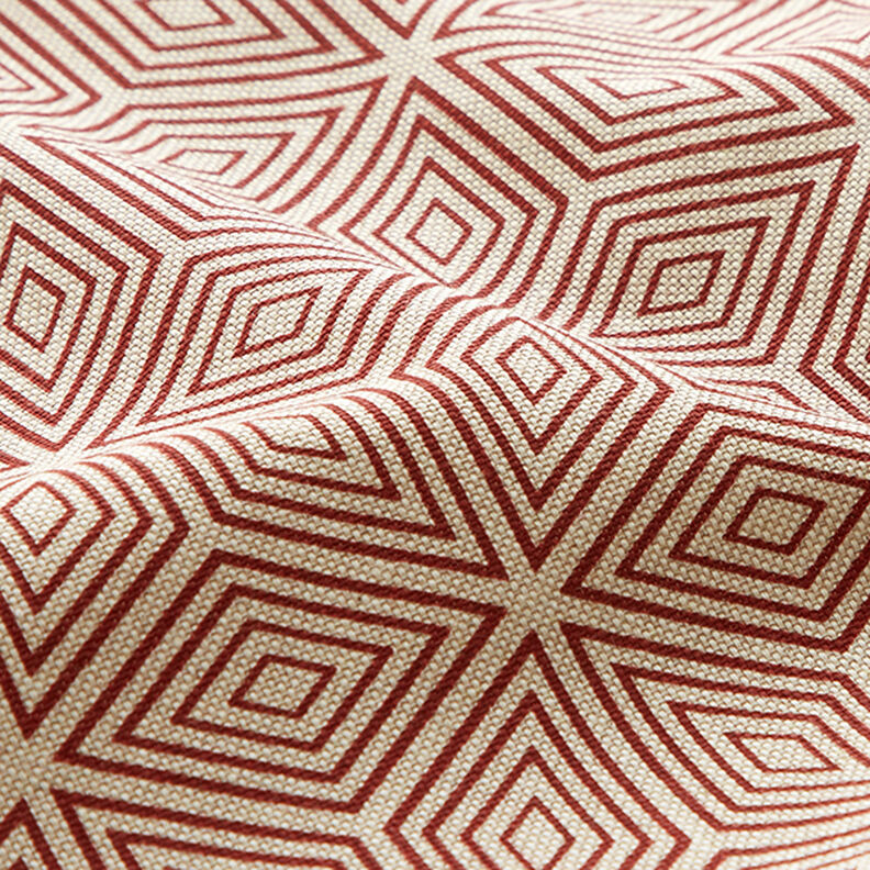 tessuto arredo mezzo panama, cubi 3D – rosso carminio/naturale,  image number 2