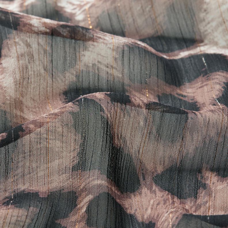 Chiffon con stampa leopardata e righe lurex – beige/nero, image number 2