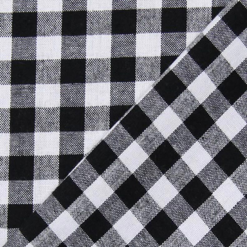 tessuto in cotone Quadro vichy 1 cm – nero/bianco,  image number 3