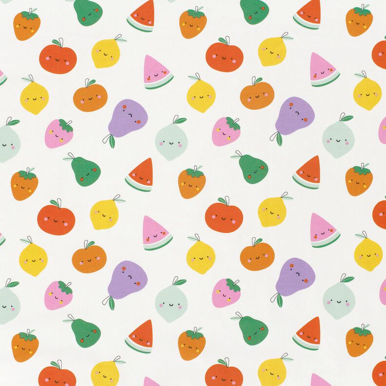 jersey di cotone Frutta felice – bianco lana/arancio pesca,  image number 1