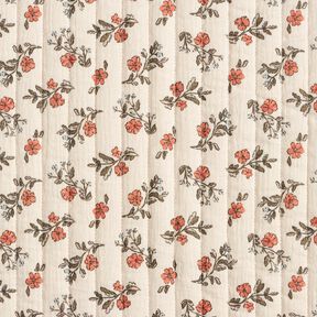 mussola tessuto trapuntato Fiori romantici – bianco lana/color bacca chiaro, 