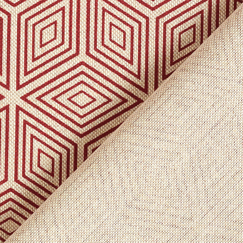 tessuto arredo mezzo panama, cubi 3D – rosso carminio/naturale,  image number 4