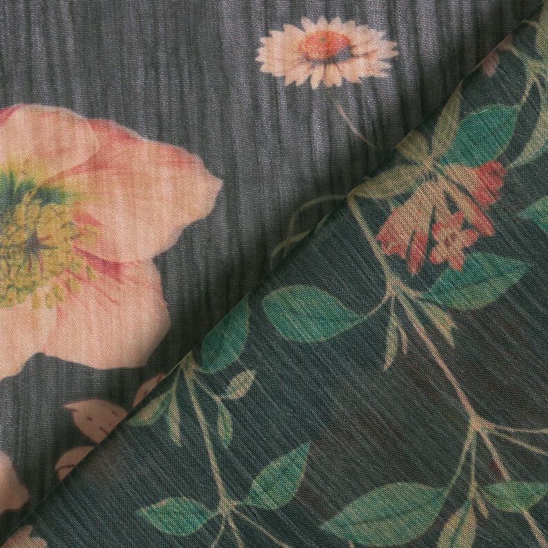 Prato fiorito in chiffon – nero | Resto 90cm,  image number 4