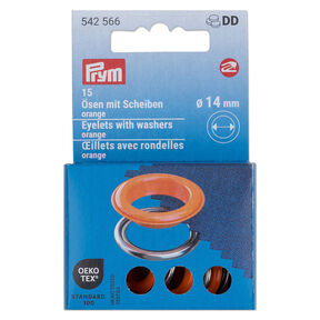 Occhielli con rondelle [15 pezzi | Ø 14 mm] | Prym – arancione/argento effetto metallizzato, 