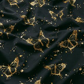 jersey di cotone Farfalle dorate | Glitzerpüppi – nero, 