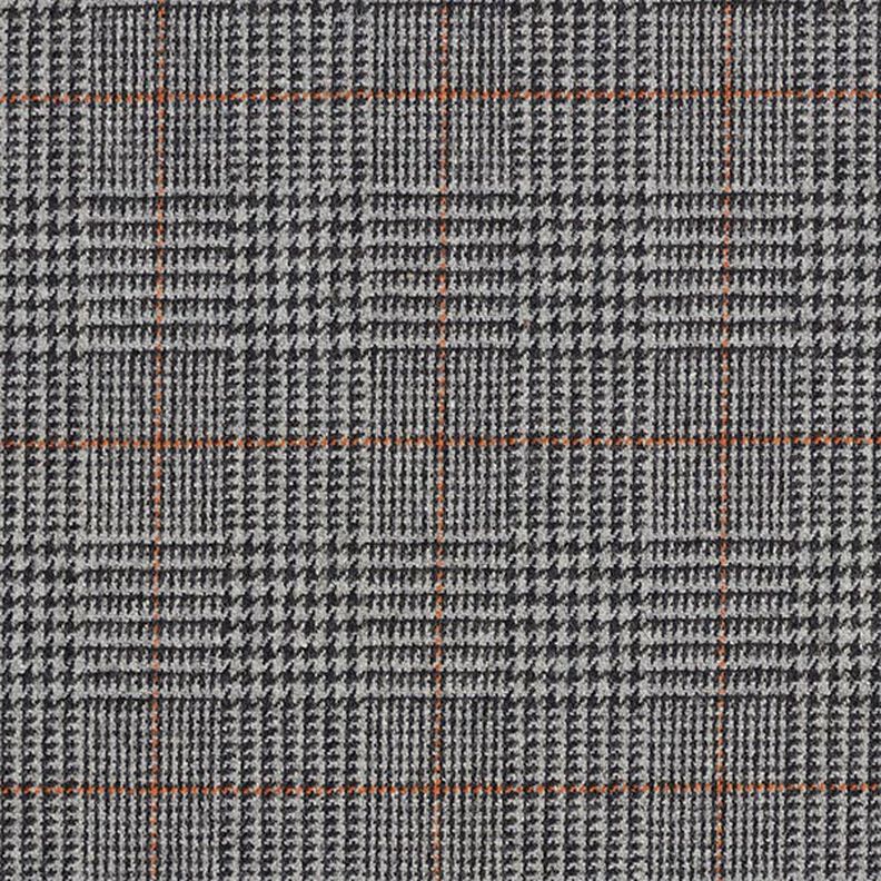 Tessuto in lana Principe di Galles – grigio scuro/arancione,  image number 1