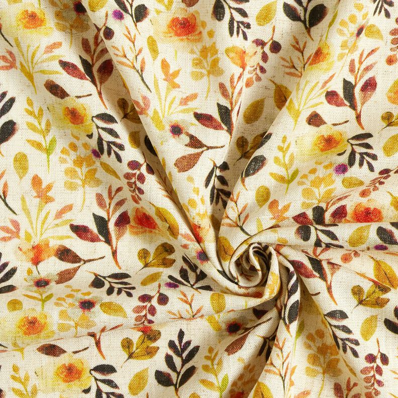 misto lino viscosa Fogliame autunnale &ndash; beige chiaro/arancione,  image number 3