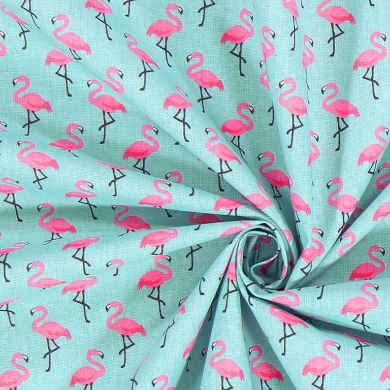 Cotone laminato Fenicotteri – azzurro,  image number 2
