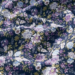 popeline di cotone Romantico prato fiorito – blu marino/lavanda, 