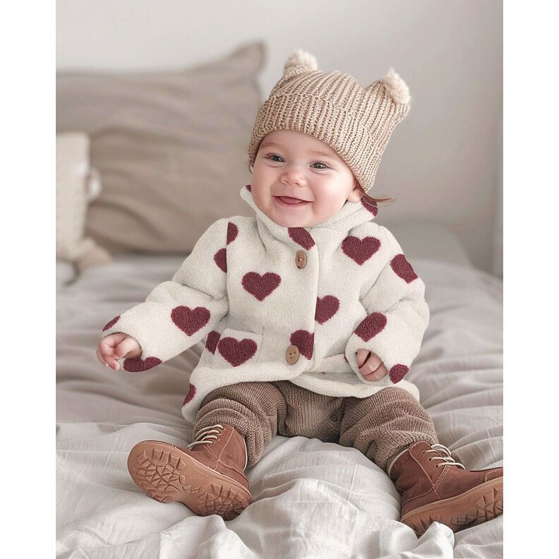 tessuto peluche Cuori | by Poppy – naturale/rosso Bordeaux,  image number 6