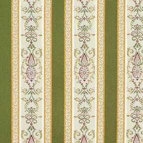 tessuto per arredi, jacquard, righe in stile Biedermeier – crema/verde oliva, 