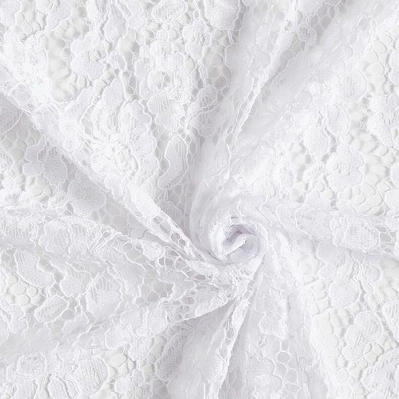 tessuto in pizzo con bordo a smerlo su entrambi i lati, fiori – bianco,  image number 4