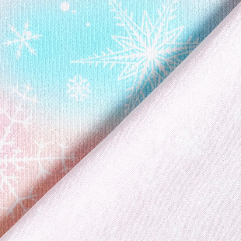 jersey di cotone Gradiente acquerello con fiocchi di neve | Glitzerpüppi – blu ghiaccio/rosé, image number 4