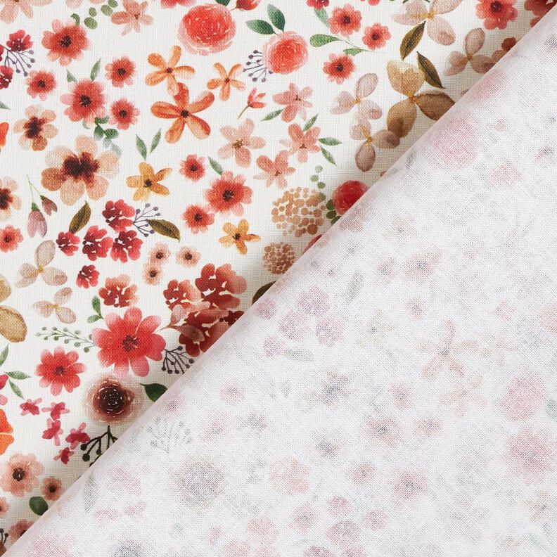 tessuto in cotone cretonne fiori di rosa – avorio/aragosta, image number 4