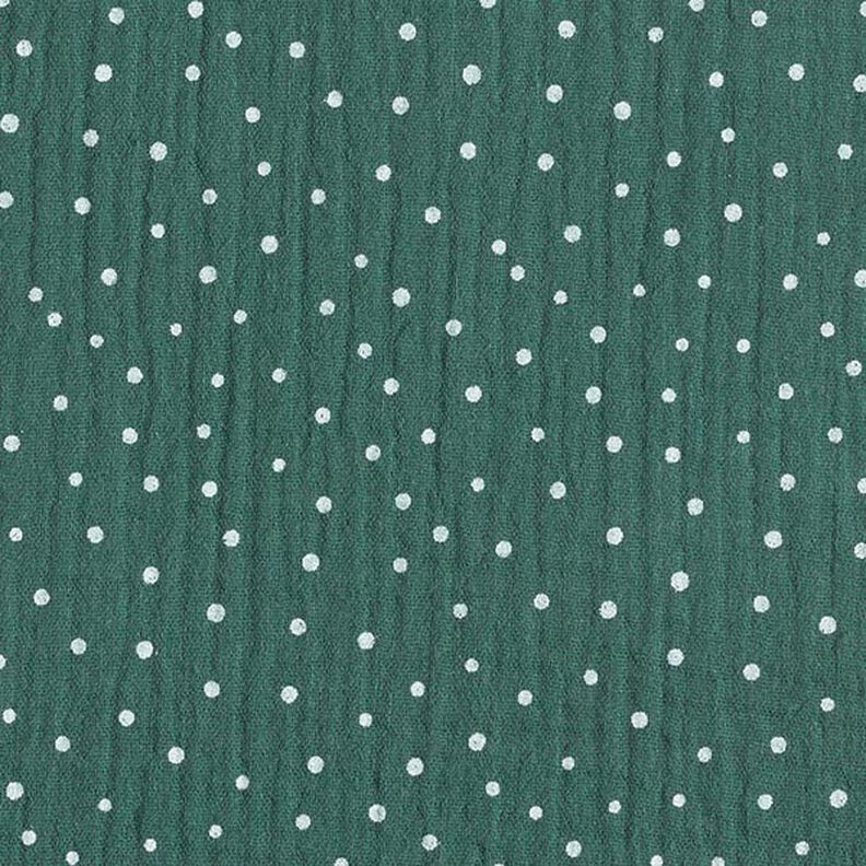 mussolina / tessuto doppio increspato piccoli pois – verde scuro/bianco,  image number 1