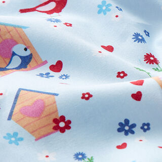 popeline di cotone casette per gli uccellini – azzurro baby, 