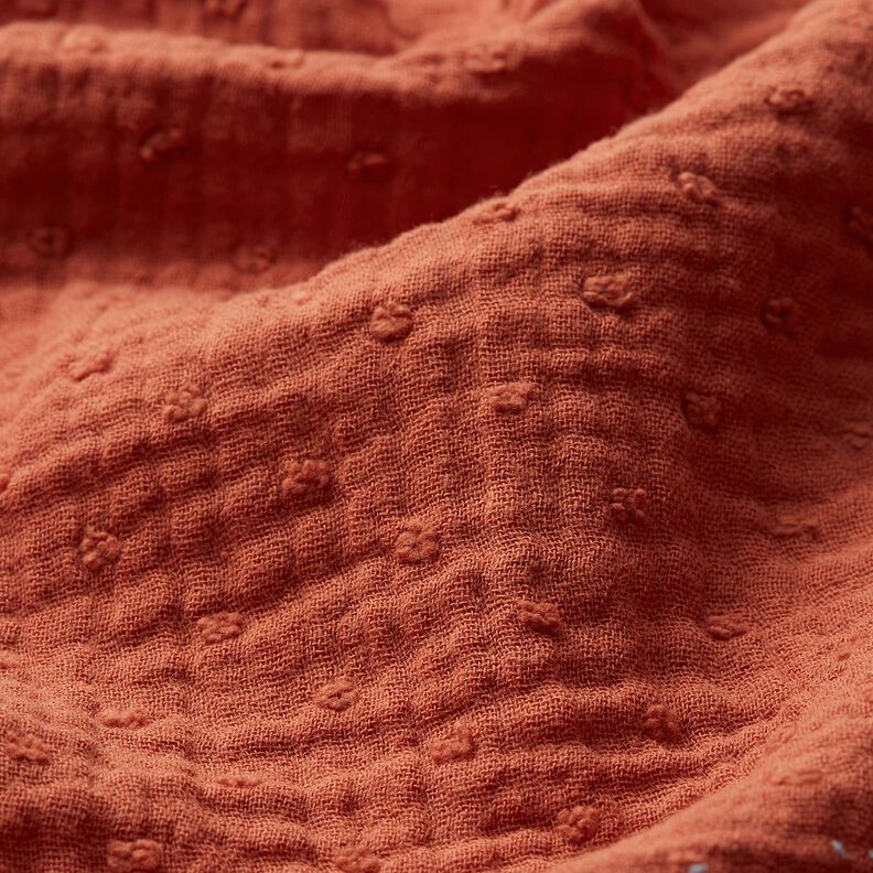 mussolina / tessuto doppio increspato dobby – terracotta, image number 2
