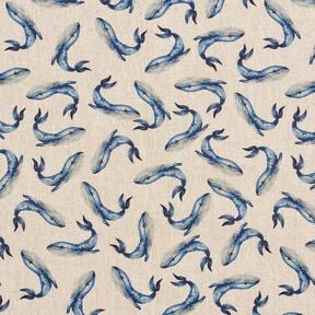 tessuto arredo mezzo panama balene &ndash; indaco/naturale, 