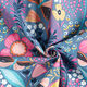 tessuto in cotone cretonne farfalle e fiori – grigio blu/pink,  thumbnail number 3