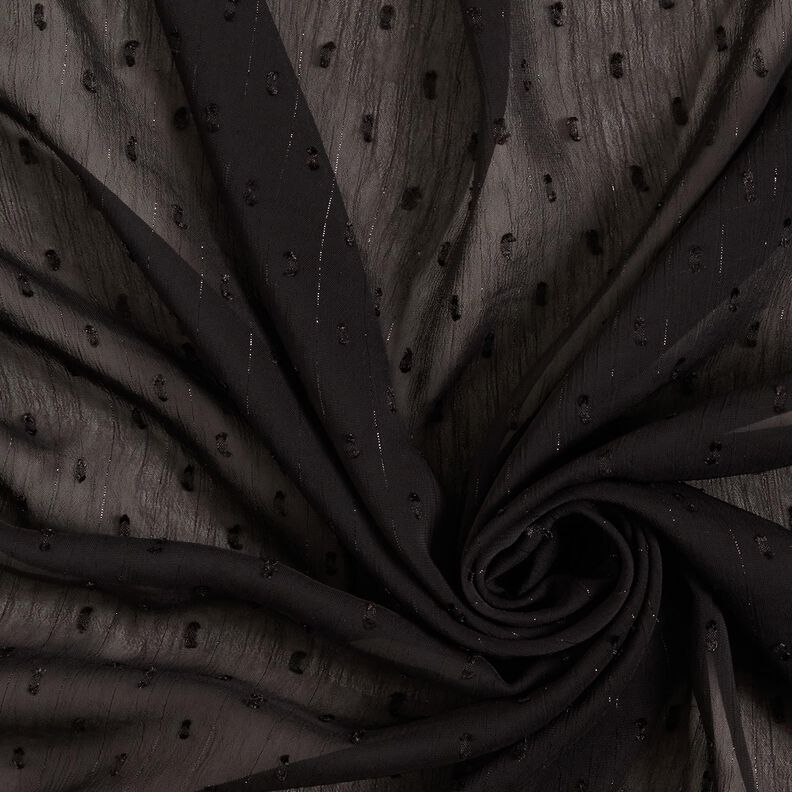 Chiffon Dobby gessato metallizzato – nero/argento effetto metallizzato,  image number 3