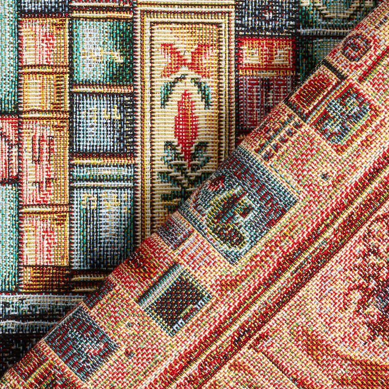 tessuto arredo gobelin Libreria colorata &ndash; abete blu/rosso carminio,  image number 4