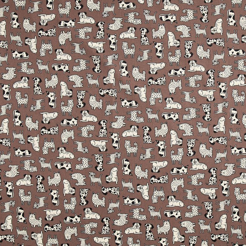 tessuto arredo mezzo panama Cani astratti &ndash; marrone scuro/naturale,  image number 1