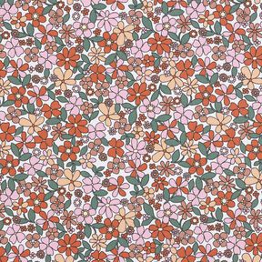 tessuto in cotone cretonne Piccoli fiori retrò – bianco/rosa, 