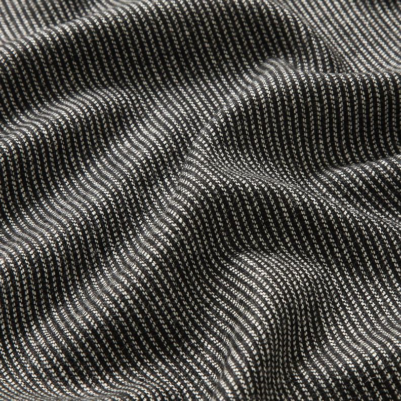 Tessuto per pantaloni in misto lana a righe melange – nero/bianco,  image number 2