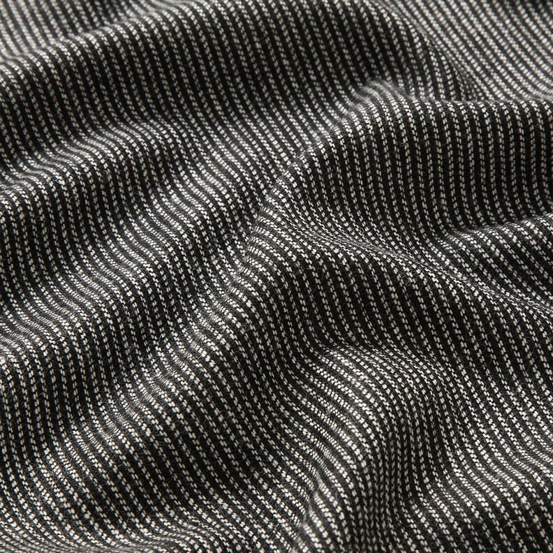 Tessuto per pantaloni in misto lana a righe melange – nero/bianco, image number 2