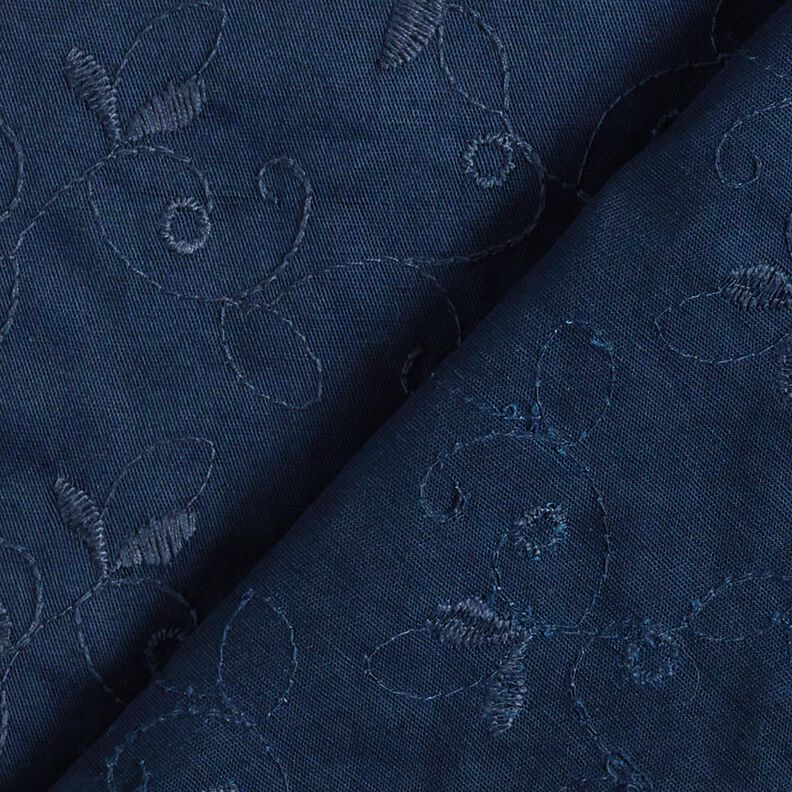 Gabardine elasticizzato con tralci ricamati – blu marino,  image number 4