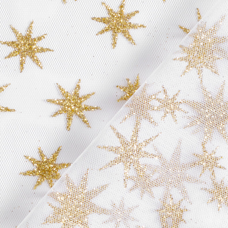 Tulle con stelle brillanti – bianco/oro,  image number 4