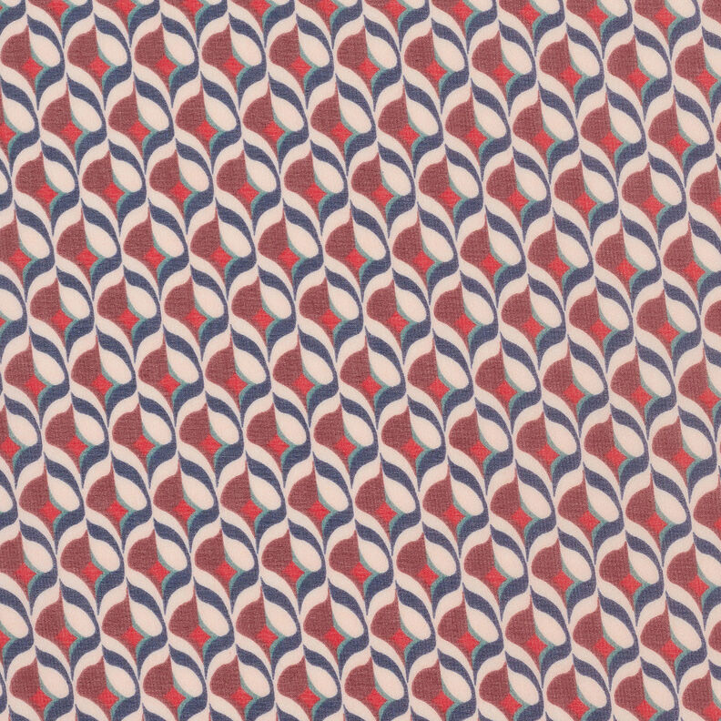 Chiffon motivo rétro – bianco/rosso scuro, image number 1