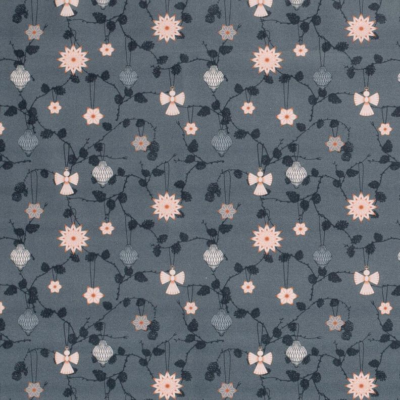 tessuto in cotone popeline Decorazioni scandinave per l'albero – grigio ardesia, image number 1