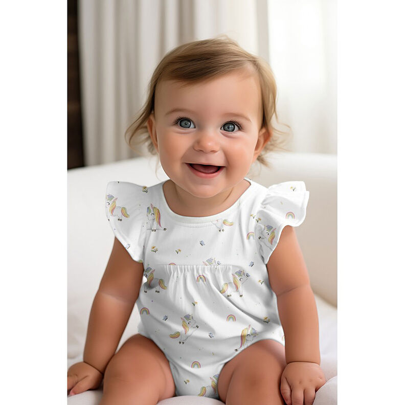GOTS jersey di cotone Unicorni stampa digitale | by Poppy – bianco,  image number 6