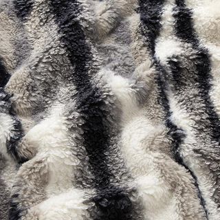 Pelliccia sintetica a righe astratte – bianco lana/blu notte, 