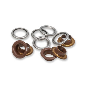 Occhielli con rondelle [20 pezzi | Ø 11 mm] | Prym – marrone scuro/argento effetto metallizzato, 