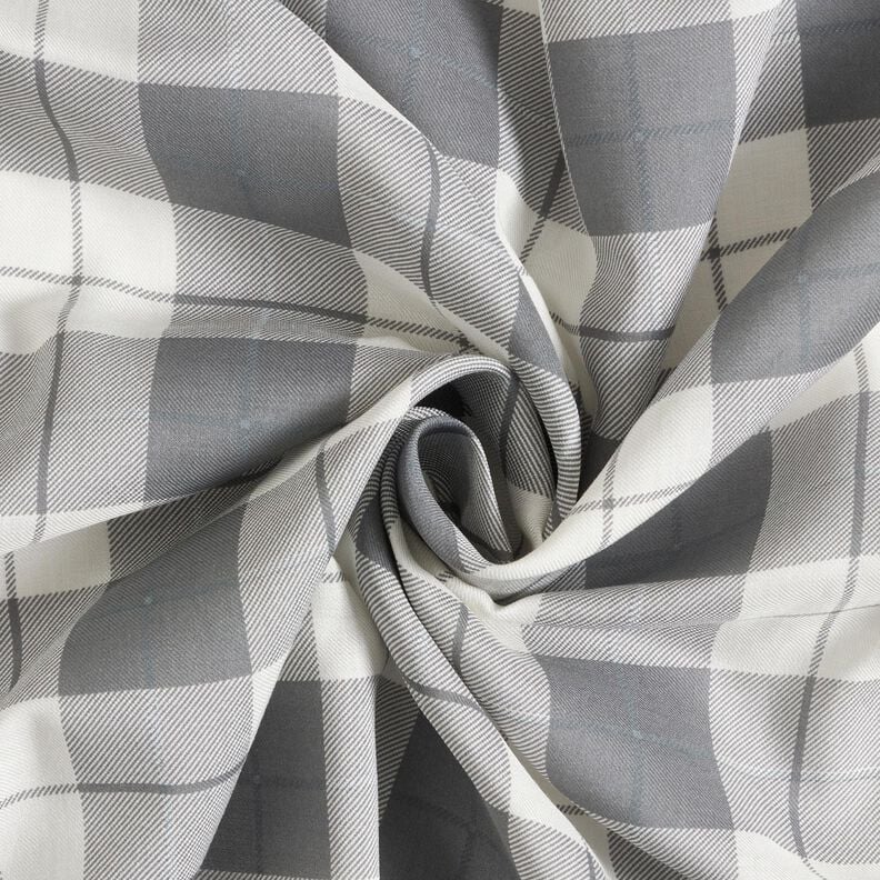 Tessuto in cotone pregiato a quadri – grigio chiaro/bianco,  image number 3
