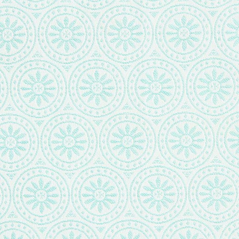 Tessuto jacquard da esterni motivi ornamentali e cerchi – menta/bianco lana,  image number 1