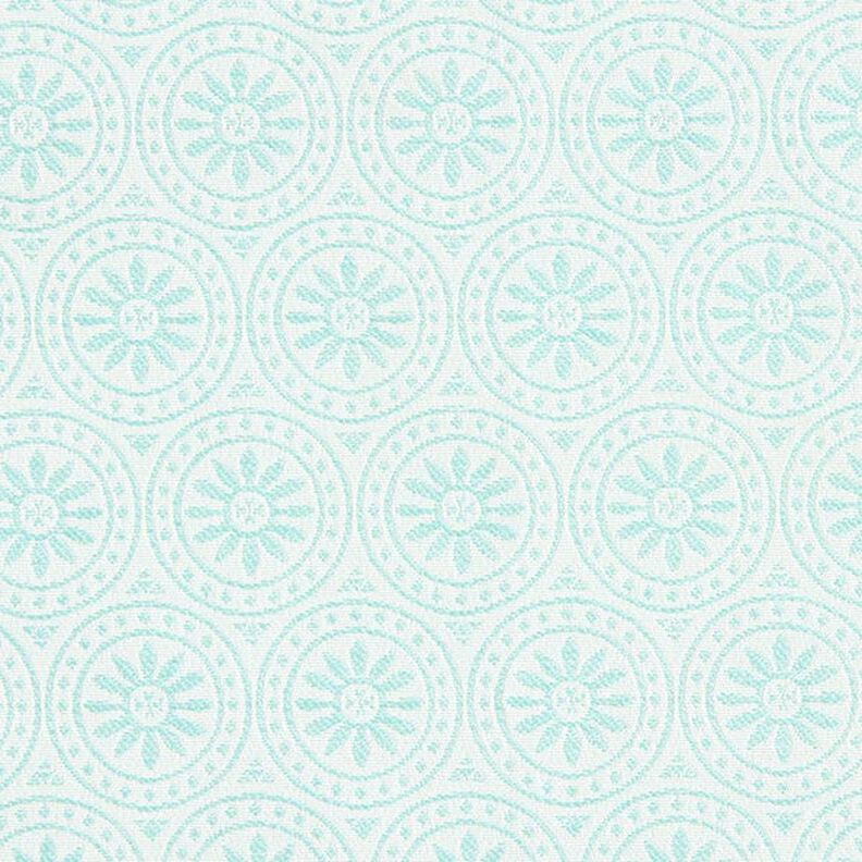 Tessuto jacquard da esterni motivi ornamentali e cerchi – menta/bianco lana,  image number 1