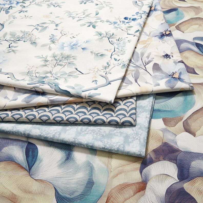tessuto in cotone popeline Archi eleganti – grigio blu/tortora chiaro,  image number 5