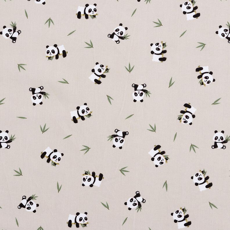 tessuto in cotone cretonne simpatico panda – naturale,  image number 1